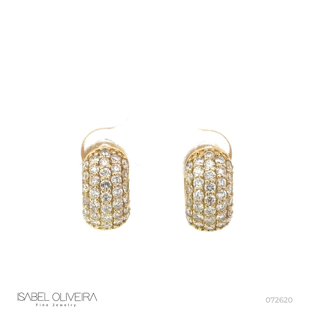 [072620] ARG06BRIAM-Argola 15mm 5 Fileiras 1,80mm Meia Cravação Externa 68 Brilhante 1,61ct GVS1 9,35g Ouro Amarelo 18k - Coleção Argolas Fashion