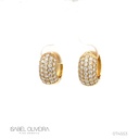 ARG06BRIAM-Argola 15mm 5 Fileiras 1,80mm Meia Cravação Externa 68 Brilhante 1,66 H VS2 ct 8,65g Ouro Amarelo 18k - Coleção Argolas Fashion