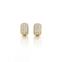 ARG06BRIAP-Argola 12mm 5 Fileiras 1,80mm Meia Cravação Externa 54 Brilhantes 1,36ct 6,07g Ouro Amarelo 18k - Coleção Argolas Fashion