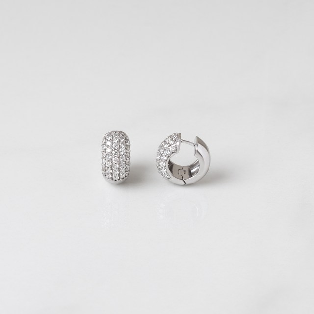 ARG06BRIBM-Argola 15mm 5 Fileiras 1,70mm Meia Cravação Externa 68 Brilhantes 1,41ct 8,85g Ouro Branco 18k - Coleção Argolas Fashion