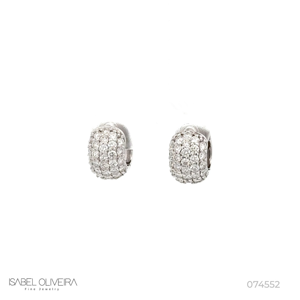 [074552] ARG06BRIBP-Argola 12mm 5 Fileiras 1,80mm Meia Cravação Externa 54 Brilhantes 1,31ct H VS2 5,92g Ouro Branco 18k - Coleção Argolas Fashion