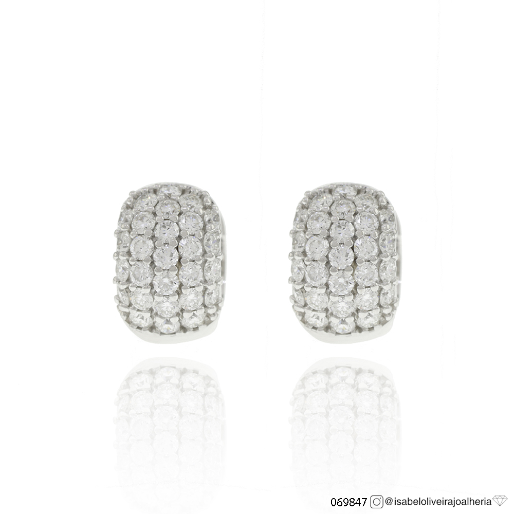 [069847] ARG06BRIBP-Argola 12mm Fileiras 1,80mm Cravação Externa 54 Brilhantes 1,30ct g VS1 5,96g Ouro Branco 18k - Coleção Argolas Fashion