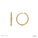 ARG07BRIAM-Argola Fina 27mm Diâmetro 1 Fileira Meia Cravação Externa 48 Brilhantes 0,43ct H VS2 5,00g Ouro Amarelo 18k - Coleção Argolas Fashion