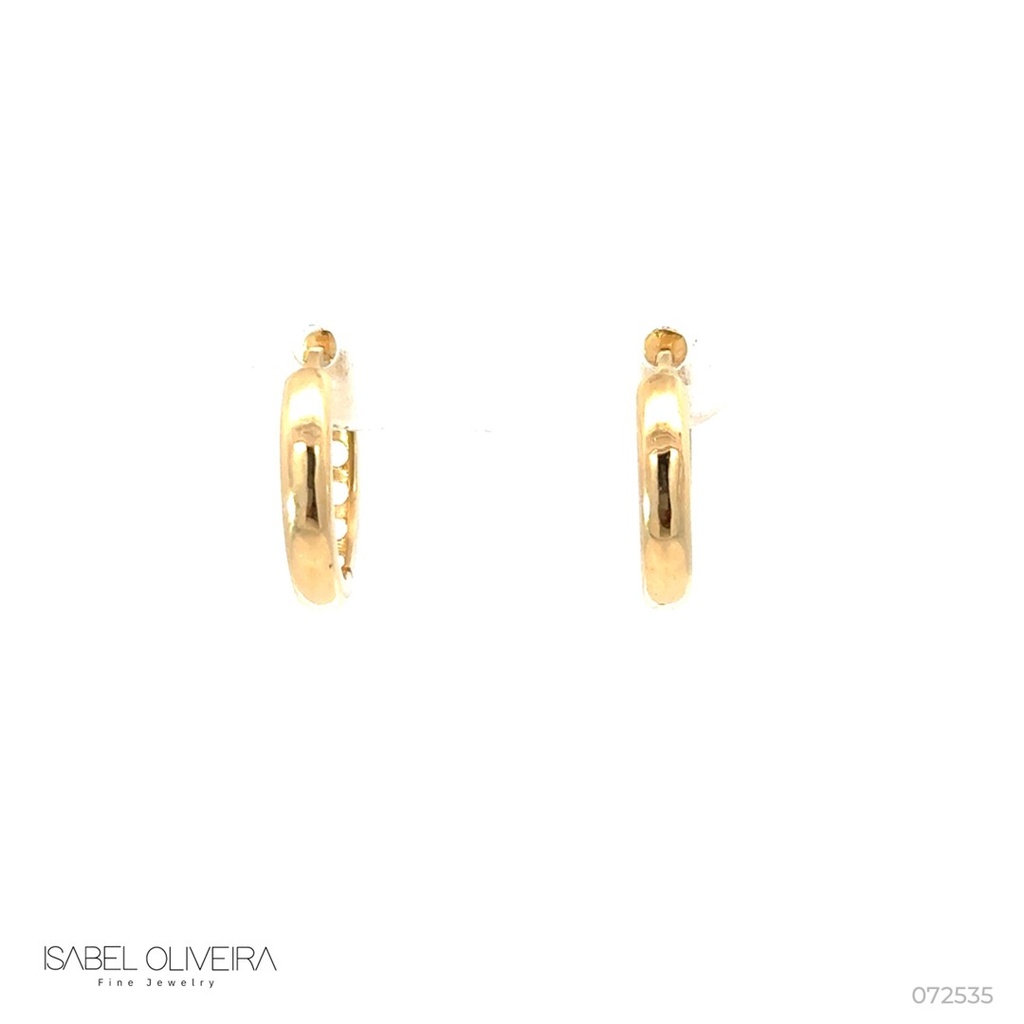 [072535] Argola 13mm Fio Meia Cana Ouro Amarelo 18k