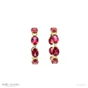 Argola 14 Rubelitas Ovais 15,98ct com Diamantes em Ouro Amarelo 18k