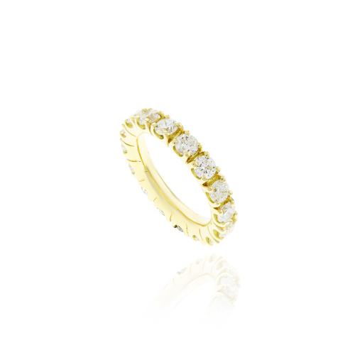 [058611] 15-Aliança Inteira 16 Brilhantes 2,37ct g VS2 5,30g Ouro Amarelo 18l - Coleção Soulmates