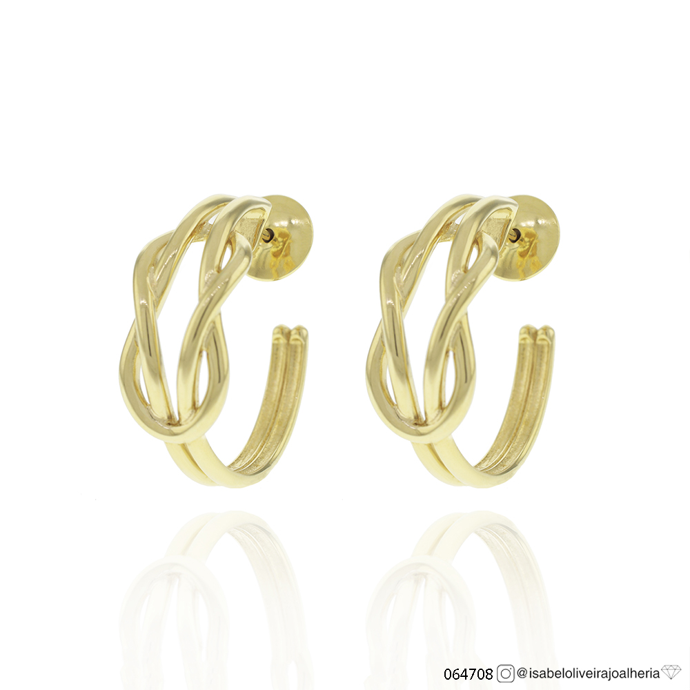[064708] Argola Aberta Elo Infinito em Ouro Amarelo 18k