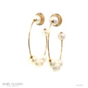 Argola com 12 Pérolas Brancas 8 mm 14,11g Ouro Amarelo 18k - Coleção Over The Moon