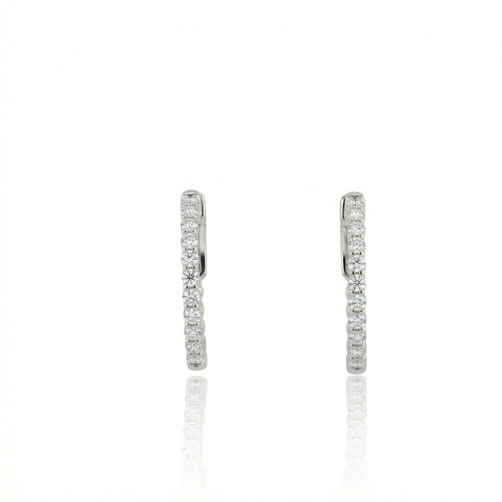 Argola Cravação Interna e Externa 34 Brilhantes 0,72ct 3,82g Ouro Branco 18k - Coleção Argolas Fashion
