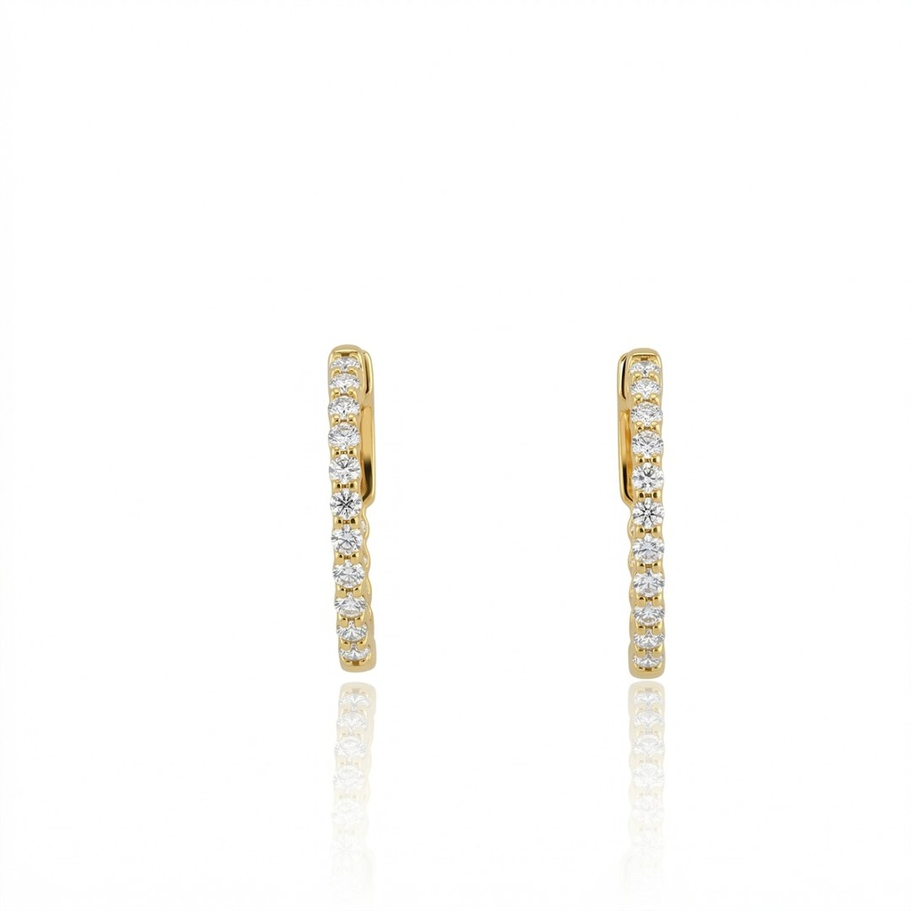 [075331] Argola Cravação Interna e Externa 34 Brilhantes 0,73ct 3,91g Ouro Amarelo 18k - Coleção Argolas Fashion