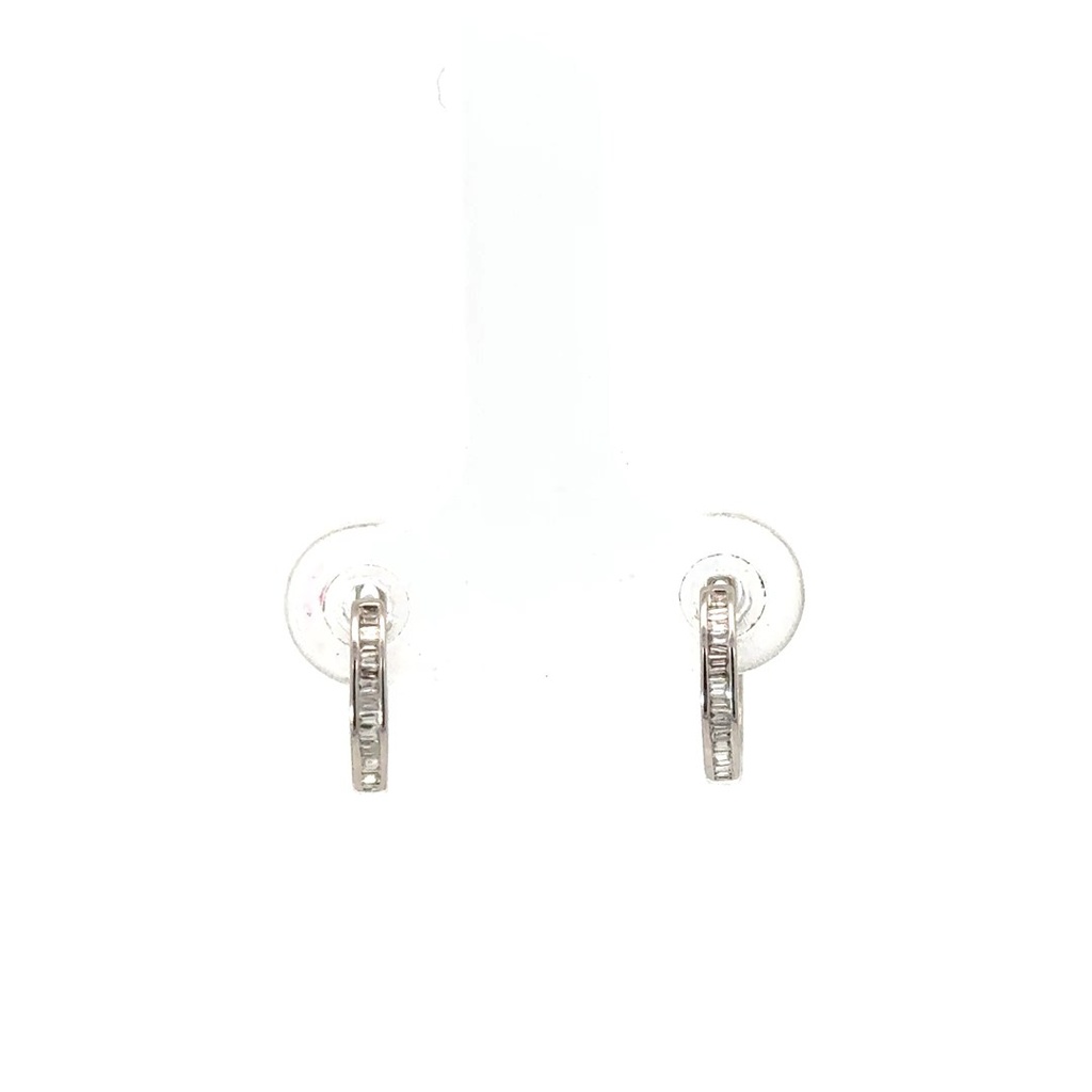 [070630] Argola Diamantes Trapézio 0,10ct 0,77g Ouro Branco 18k - Coleção Argolas Fashion