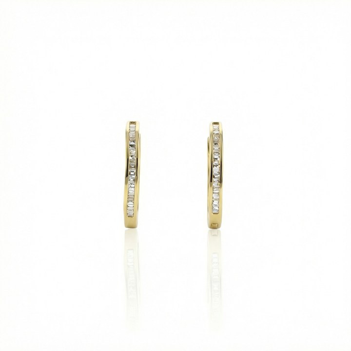 ARGOLA DIAMANTES TRAPEZIO 0,15CT 1,40G OURO AMARELO 18K - COLEÇAO ARGOLAS FASHION