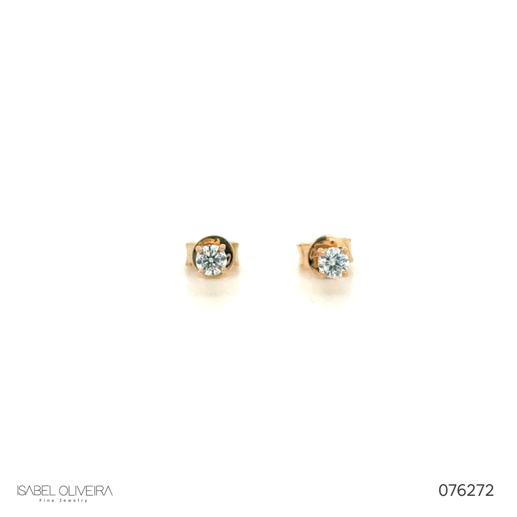 15-Brinco Solitário 2 Brilhantes 0,30ct H VS2 1,39g Ouro Amarelo 18k - Coleção Only You