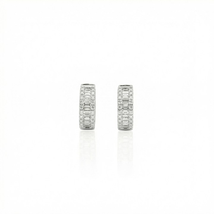 Argola Diamantes Trapézio 0,26ct 40 Brilhantes 0,19ct 2,0g Ouro Rose 18k com Ródio Branco - Coleção Argolas Fashion