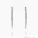 Argola Fina 28MM Diametro 1 Fileira com Cravaçao Externa e Interna 80 Brilhantes 0,89CT 5,64G Ouro Branco 18K - Argolas Fashion