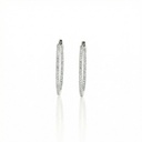 Argola Fina 28mm Diâmetro 1 Fileira com Cravação Externa e Interna 80 Brilhantes 0,89ct 5,64g Ouro Branco 18k - Argolas Fashion