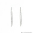 Argola Fina 37MM Diametro 1 Fileira Cravaçao Externa e Interna 130 Brilhantes 1,35CT H VS2 6,04G Ouro Branco 18K - Coleçao Argolas Fashion