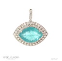 Pingente Olho Grego Turmalina Paraiba 20,32CT 60 Brilhantes 5,04CT H/i SI1 13,70G Ouro Branco 18K - Coleçao Caribbean Blue - Certificado Jane PJG836-23