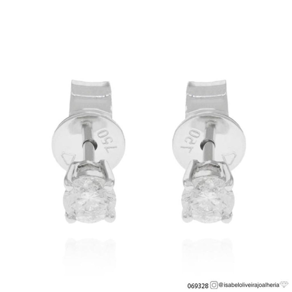 15-Brinco Solitário 2 Brilhantes 0,34ct H SI1 1,34g Ouro Branco 18k - Coleção Only You