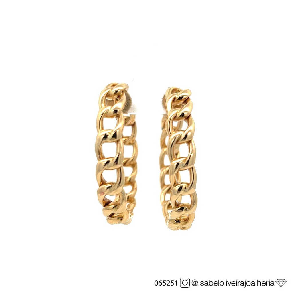 [065251] Argola Grande Elos Groumet 40mm Ouro Amarelo 18k