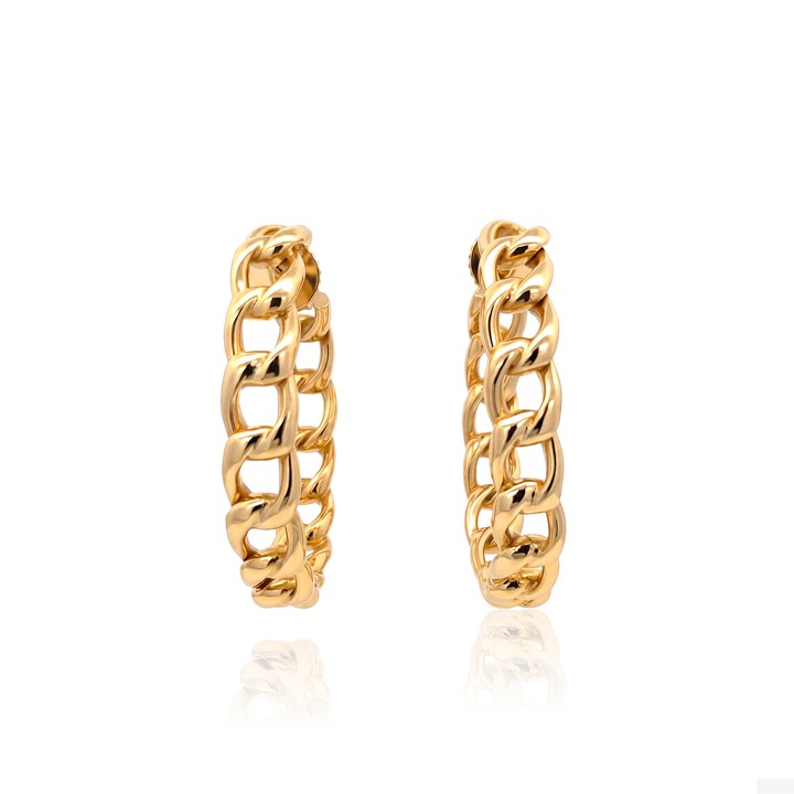 Argola Grande Elos Groumet 40mm Ouro Amarelo 18k