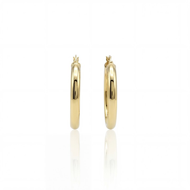 Argola Meia Cana 36mm 3,60 Ouro Amarelo 18k - Coleção Argolas Daily