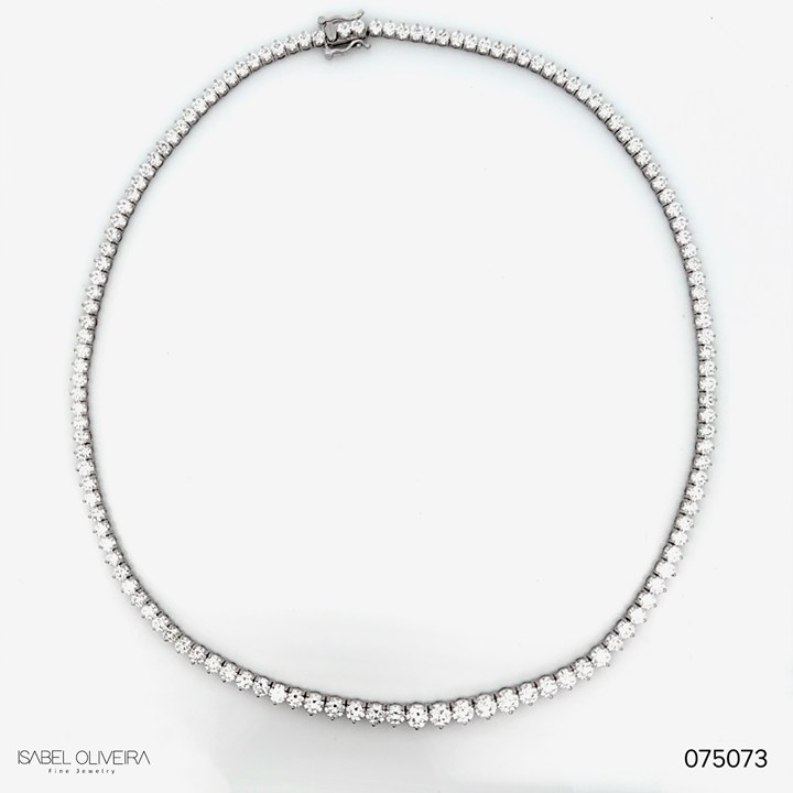 Colar Riviera Degrade 30PTS a 7PTS 131 Brilhantes 14,85CT H VS2 40CM 21,11G Ouro Branco 18K - Coleçao Rivieras