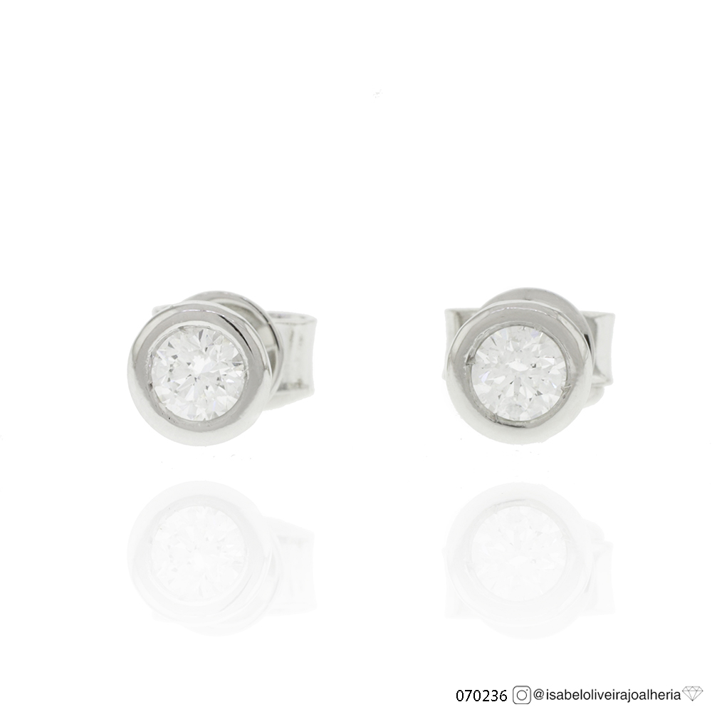 15-BRINCO Solitario Fio Redondo 2 Brilhantes 0,33CT G VS1 0,99G Ouro Branco 18K - Coleçao Only You