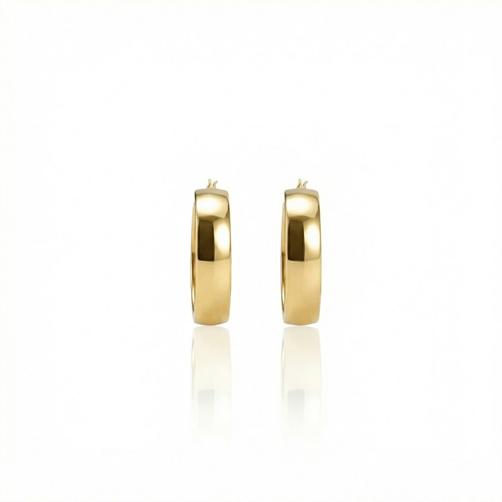 Argola Lisa 32mm Fio Meia Cana 8mm 8,85g Ouro Amarelo 18k - Coleção Argolas Daily