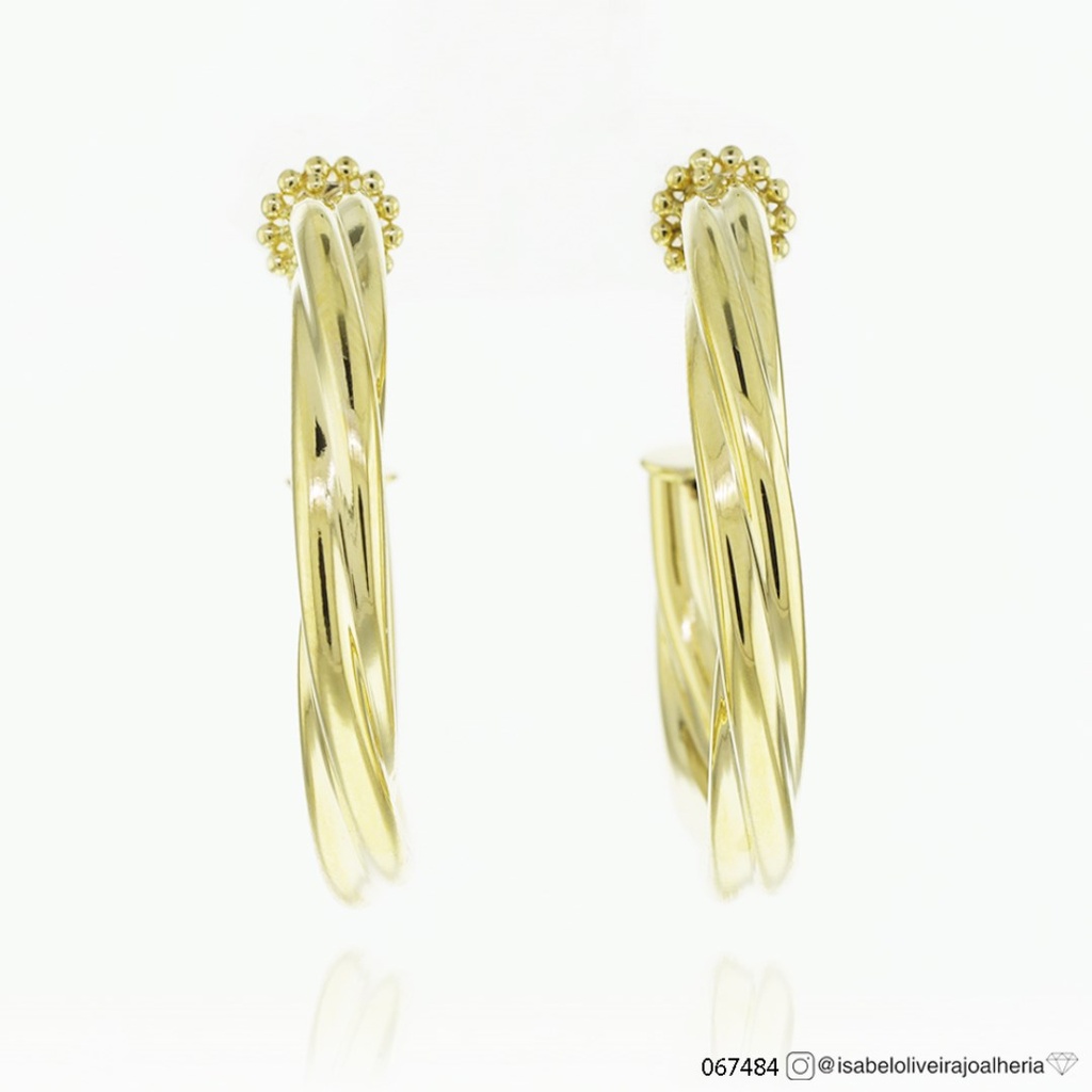 Argola Trançada 30MM 6,81G Ouro Amarelo 18K - Coleçao Argolas Daily