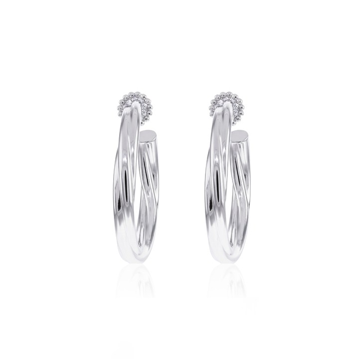 Argola Trançada em Ouro Branco 18k