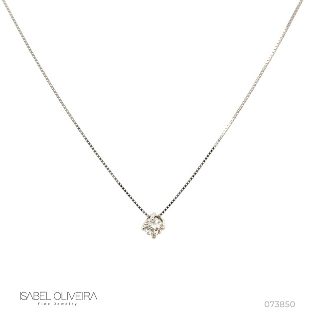 15-Colar Ponto de Luz Brilhante 0,15ct H VS2 45cm 1,54g Ouro Branco 18k - Coleção Only You