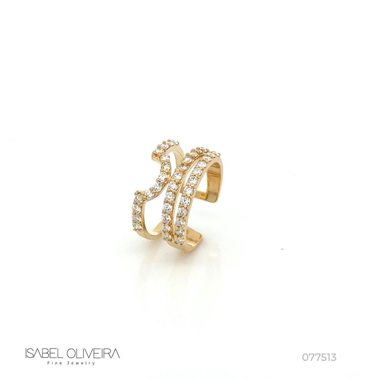 Anel Finger Tips 37 Brilhantes 0,63CT H VS2 3,13G Ouro Amarelo 18K - Coleçao Minimalista