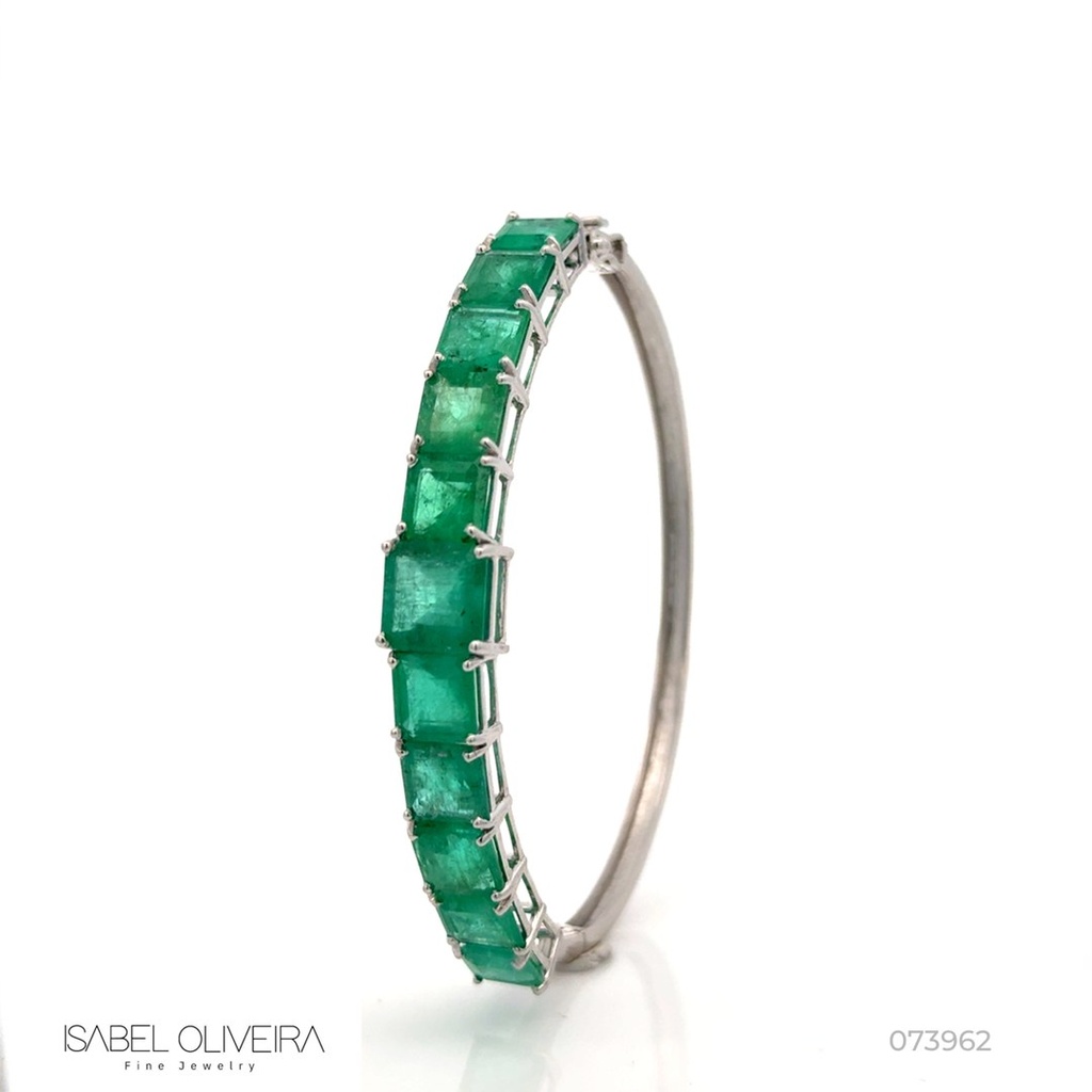 Pulseira 11 Esmeraldas Brasileiras Octogonal 13,75ct em Ouro Branco 18k