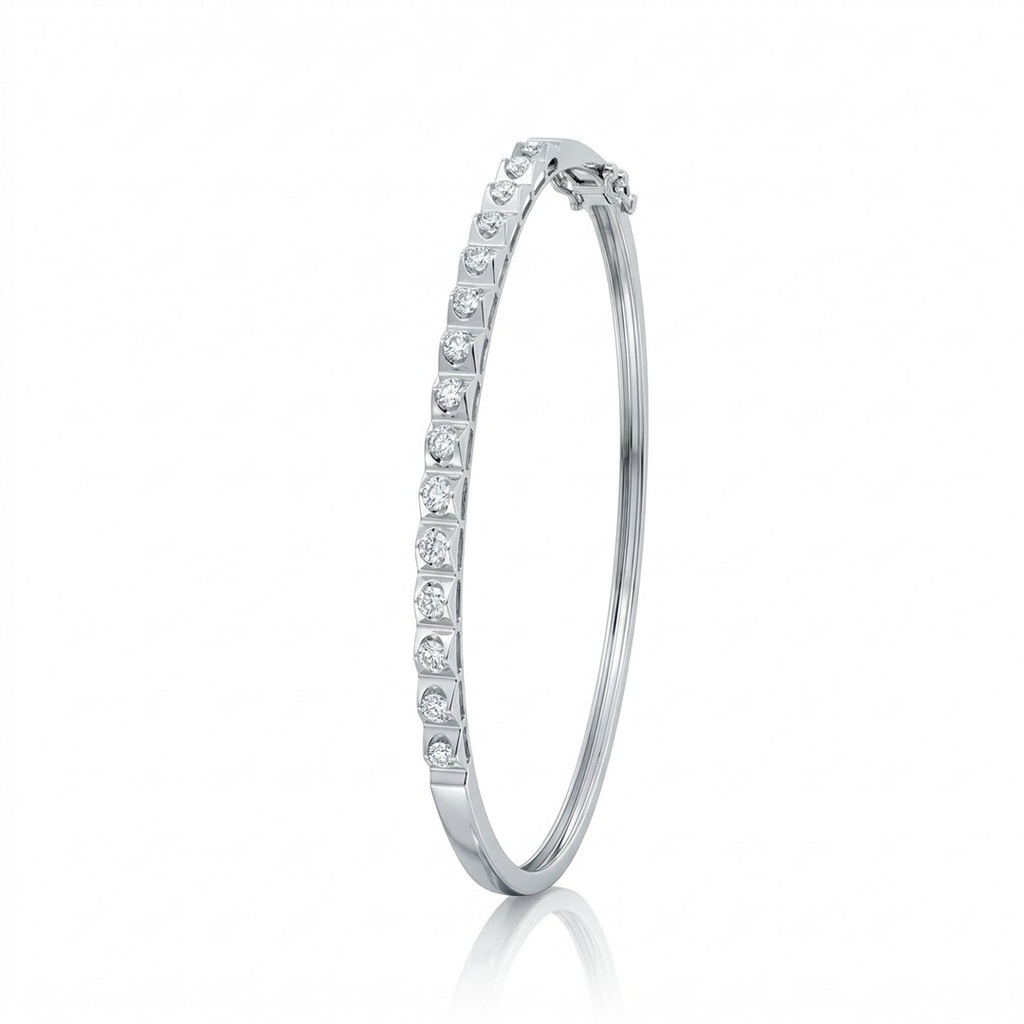 [073703] Bracelete 15 Brilhantes 0,50ct 6,19g 16cm Ouro Branco 18k - Coleção Laisa