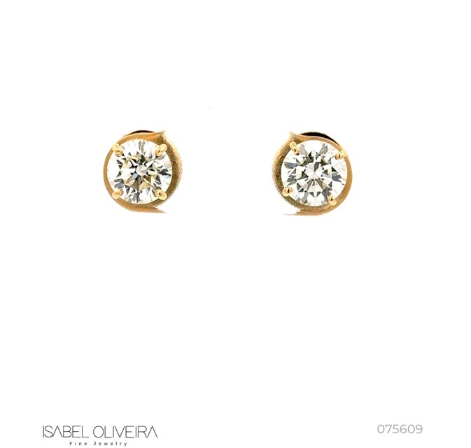 100-BRINCO Solitario 2 Brilhantes 2,0CT G VS2 2,52G Ouro Amarelo 18K - Egl 1701794938/1701795030 - Coleçao Only You
