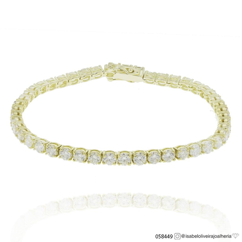 15-Pulseira Riviera 47 Brilhantes 7,06ct g VS2 17,50cm 10,30g Ouro Amarelo 18k - Coleção Rivieras