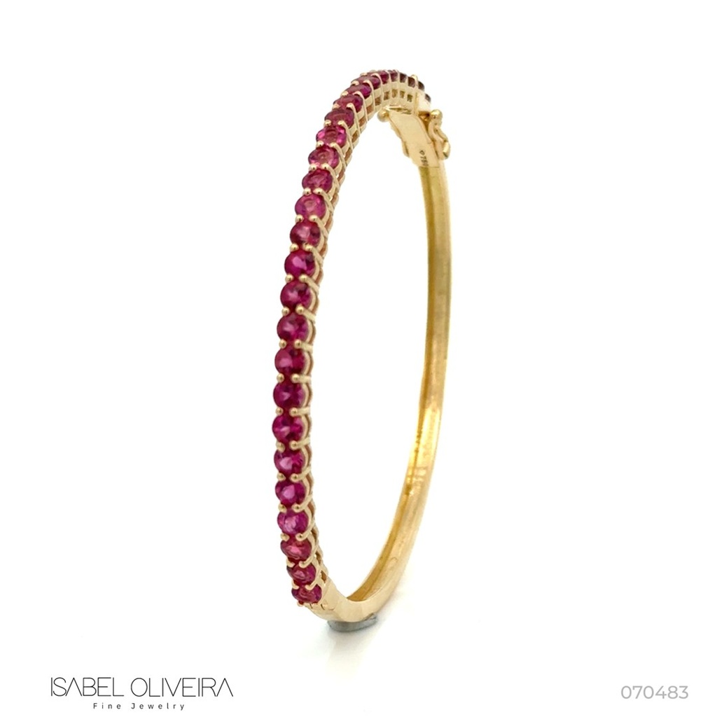 Bracelete 27 Rubelitas Redondas 3,20ct em Ouro Amarelo 18k