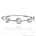 Bracelete 3 Turmalinas Paraíbas Oval 3,22ct com Diamantes em Ouro Branco 18k