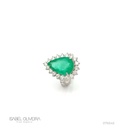 Anel Classico Esmeralda Colombiana Gota 8,95CT 24 Brilhantes 2,64CT H VS2 8,00G Ouro Branco 18K - Coleçao Colombia Emerald