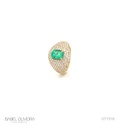 Anel Dedinho Bombe com Esmeralda Colombiana Octogonal 1,54CT 164 Brilhantes 1,37CT H VS2 6,00G Ouro Amarelo 18K - Coleçao Colombia Emerald