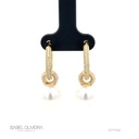 ARGOLA 2 PEROLAS BRANCAS 11MM 210 BRILHANTES 0,73CT 9G OURO AMARELO 18K - COLEÇAO OVER THE MOON