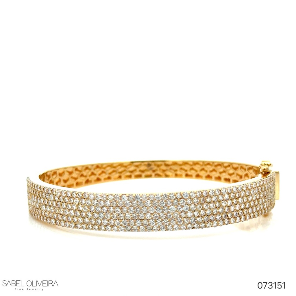 Bracelete 9mm Pavê de 321 Brilhantes 4,54ct H VS2 21,50g Ouro Amarelo 18k - Coleção Pavê