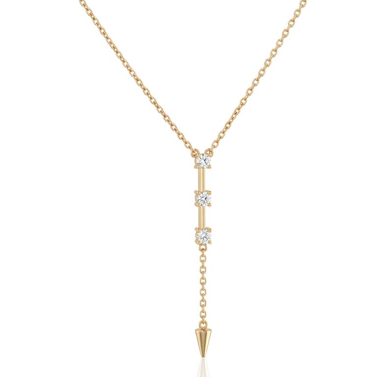Colar com Pingente Palito 3 Brilhantes 0,16ct H VS2 45cm 3,29g Ouro Amarelo 18k - Coleção Laisa