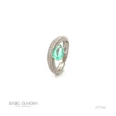 Anel Bombe com Esmeralda Colombiana Gota 0,92CT 109 Brilhantes 0,52CT H VS2 3,59G Ouro Branco 18K - Coleçao Colombia  Emerald