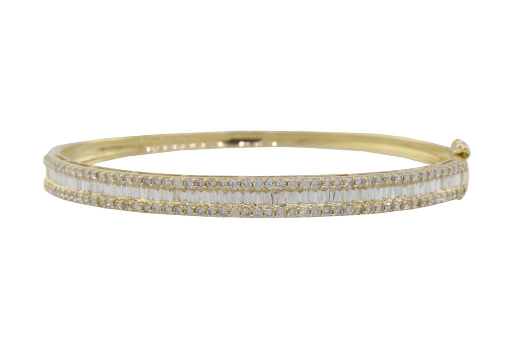 Bracelete Duplo 100 Brilhantes 0,87ct Trapézios 0,52ct Cor H VS2 8,40g Ouro Amarelo 18k - Coleção Onassis
