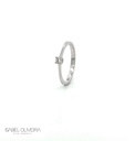 10-ANEL Solitario Brilhante 0,12CT H VS2 Fio Batido 2,09G Ouro Branco 18K - Coleçao Only You