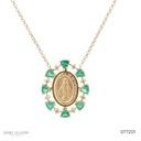Colar Nossa Senhora das Graças 8 Esmeraldas Trillion 1,55CT 8 Brilhantes 0,17CT H VS2 6,93G 45CM Ouro Amarelo 18K - Coleçao Fe Santos