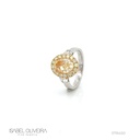 Anel 1 Diamante Fancy Oval 2,58ct 6 Baguetes 0,18ct 16 Brilhantes 0,52ct 6,04g Ouro Branco e Amarelo 18k - Coleção Laisa
