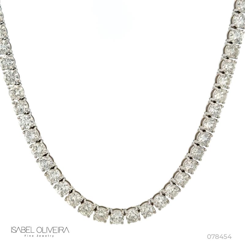 30-COLAR Riviera 94 Brilhantes 27,90CT 41,50CM 33,47G Ouro Branco 18K - Coleçao Rivieras
